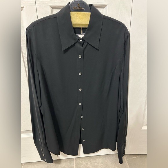 NWT Brooks Brothers, long sleeve silk shirt. Black. Size 12. Brand new! - Picture 10 of 10